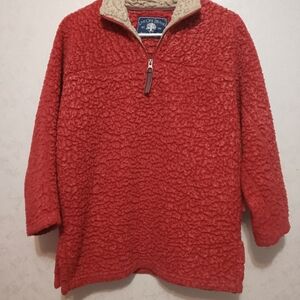Live Oak Brand Boys Red Sherpa Quarter-Zip Pullover Sweatshirt Large (14-16)